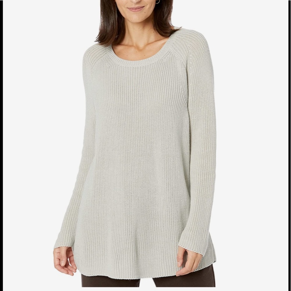 NWT Eileen Fisher Crew Neck Flat Saddle Sweater in Peruvian Organic CottonTencel